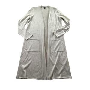 Eileen Fisher Long Duster Cardigan Size Small Open Organic Linen Crepe Sparkle